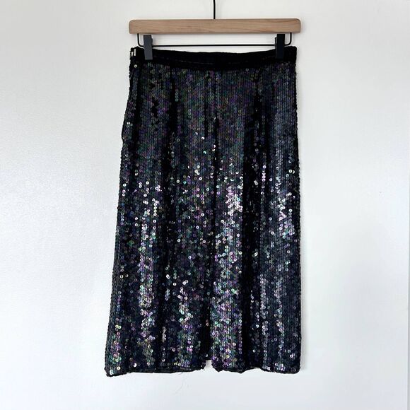 Vintage‎ 80's 90's Iridescent Sequin Skirt | 100% Silk Lined Made in India - Picture 3 of 11